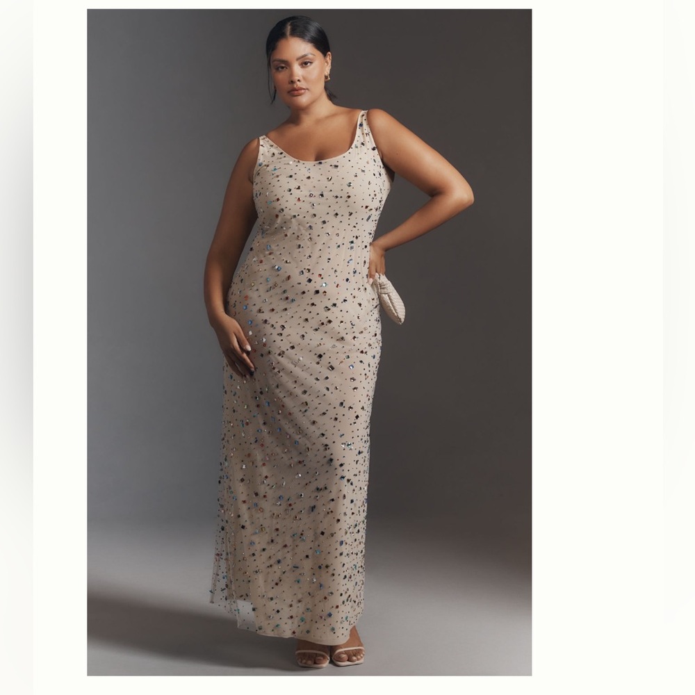 ANTHROPOLOGIE | Let Me Be Bejeweled Mesh Maxi Dress - Picture 3 of 8
